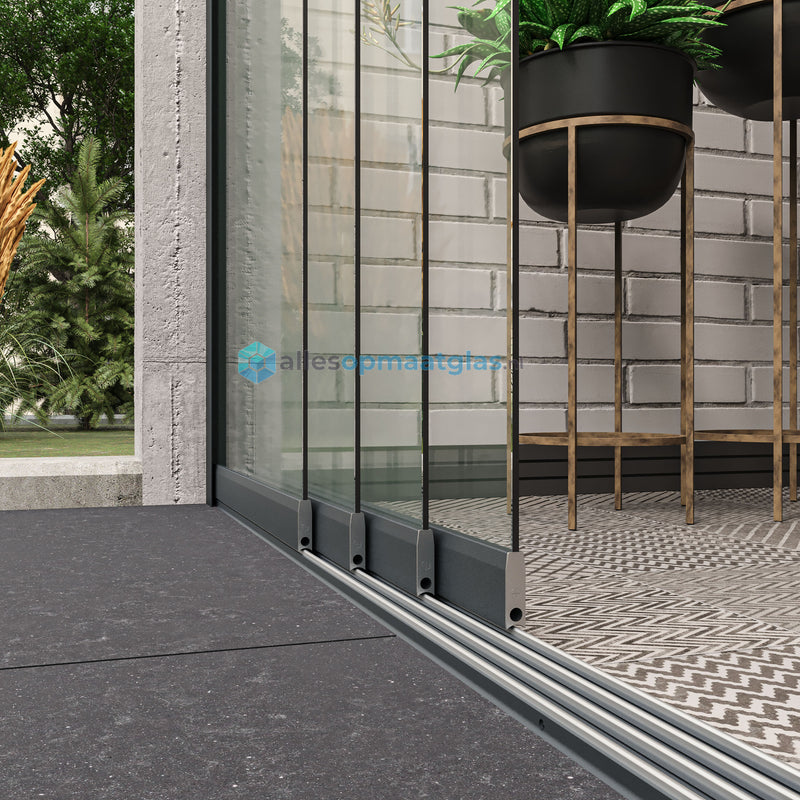 4-Rail Glazen Schuifwand tot 3190 mm breedte