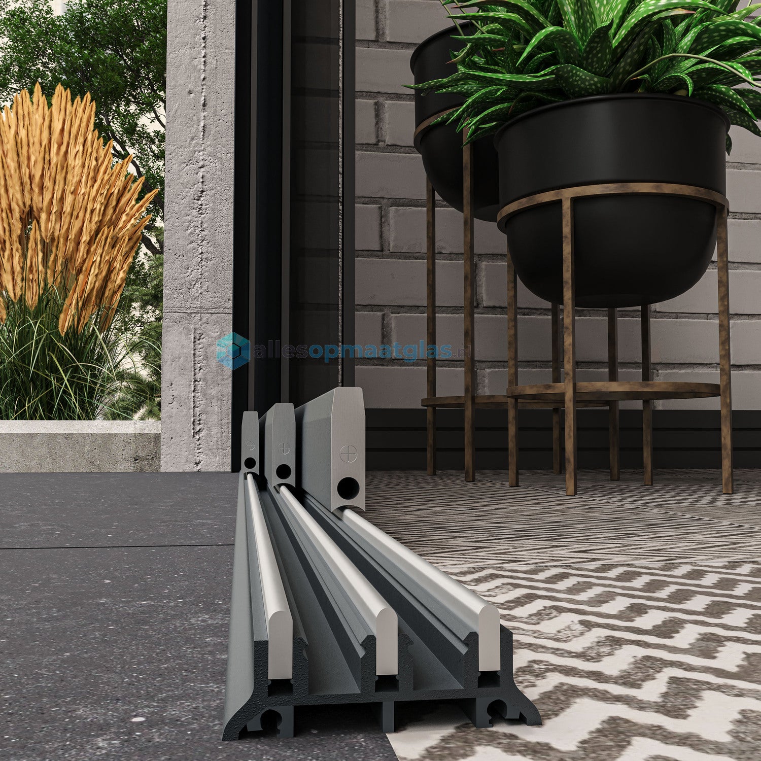 3-Rail Glazen Schuifwand tot 2820 mm breedte