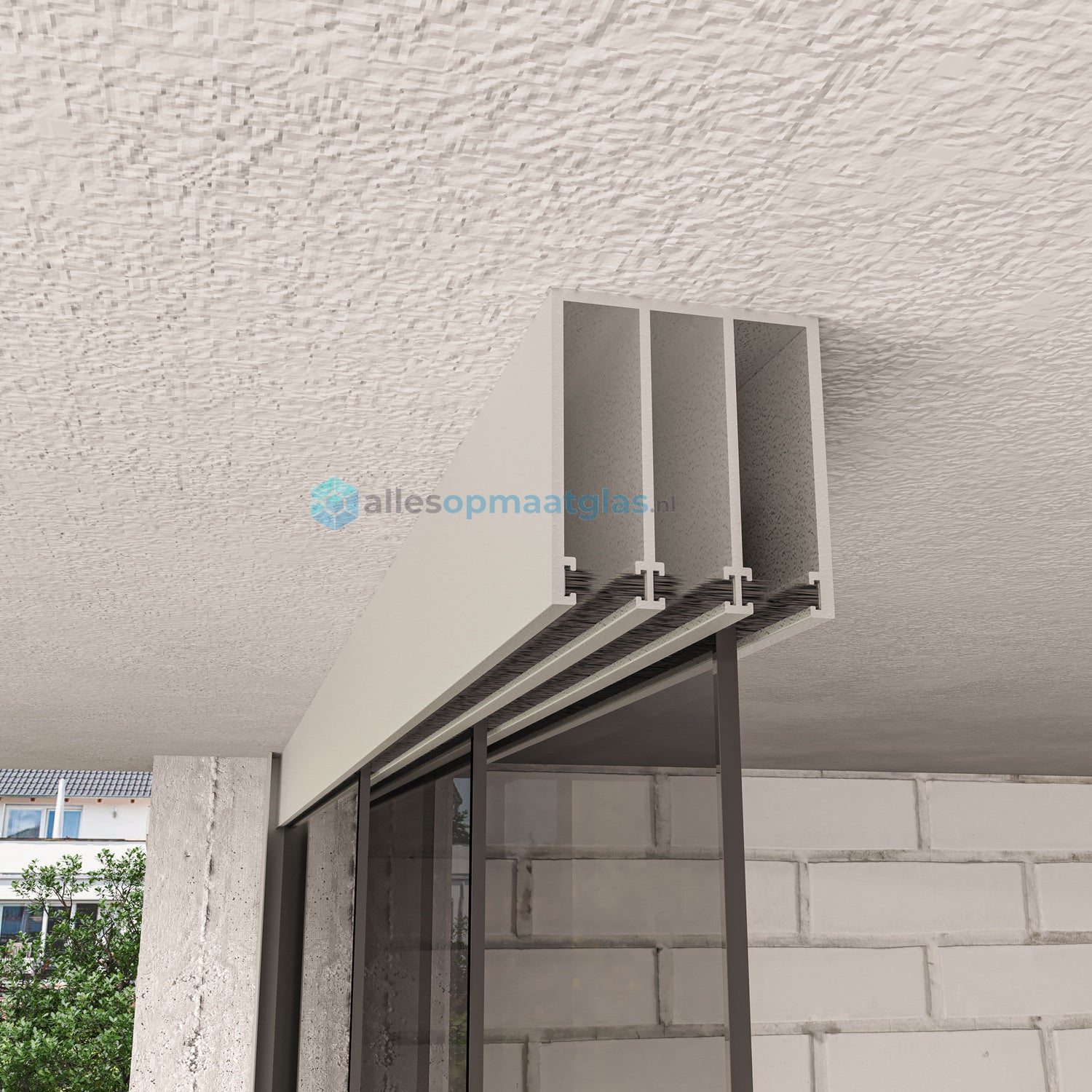 3-Rail Glazen Schuifwand tot 2820 mm breedte