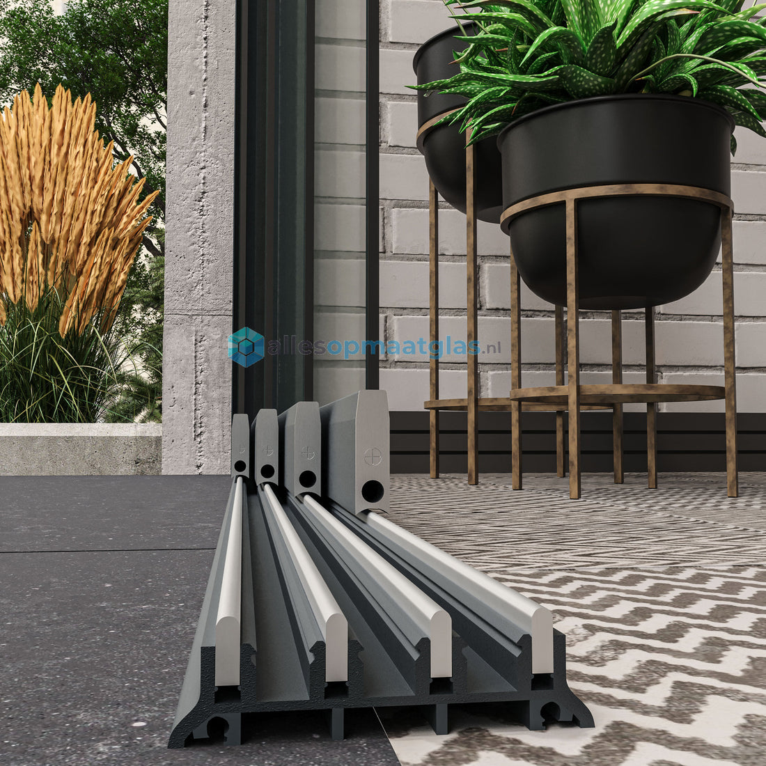 4-Rail Glazen Schuifwand tot 3190 mm breedte