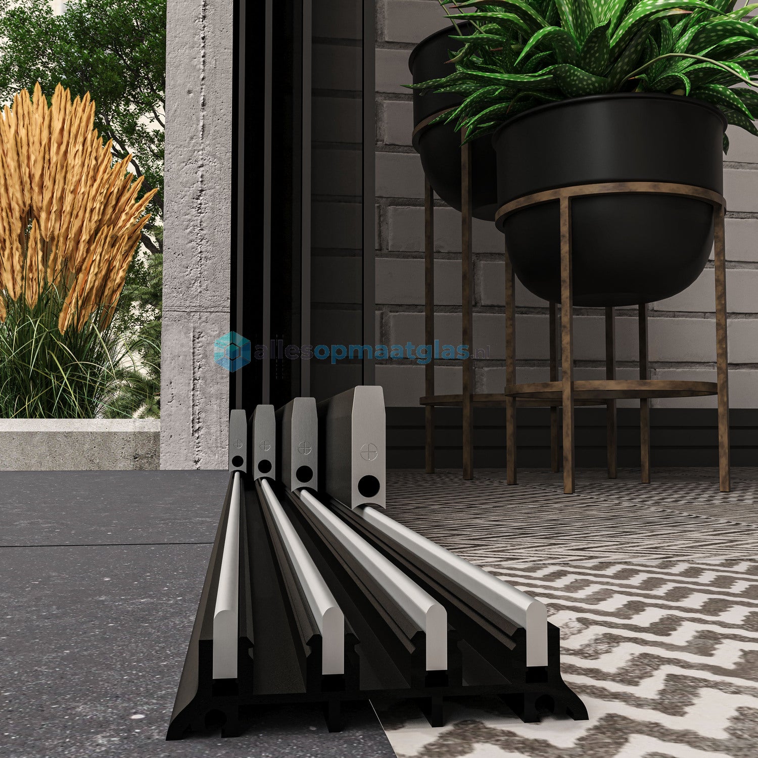 4-Rail Glazen Schuifwand tot 4030 mm breedte