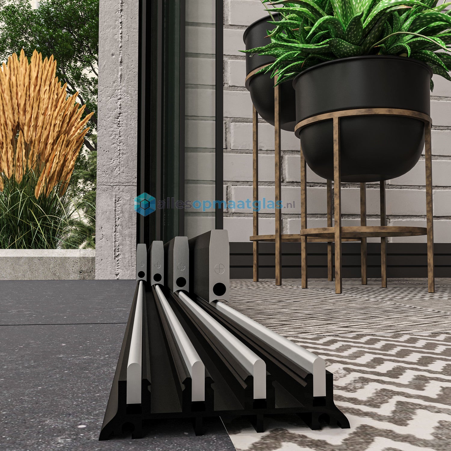 4-Rail Glazen Schuifwand tot 4030 mm breedte