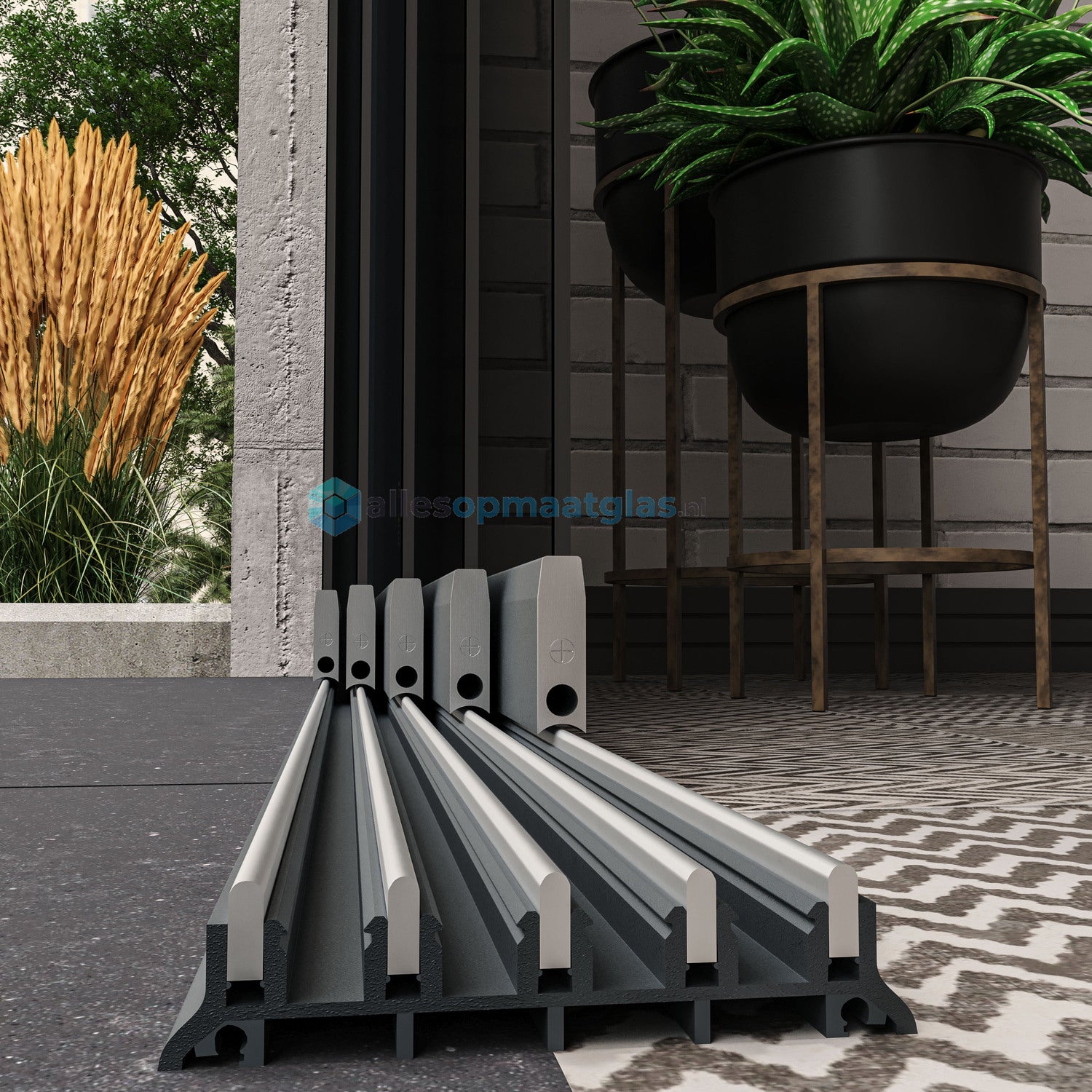 5-Rail Glazen Schuifwand tot 5030 mm breedte