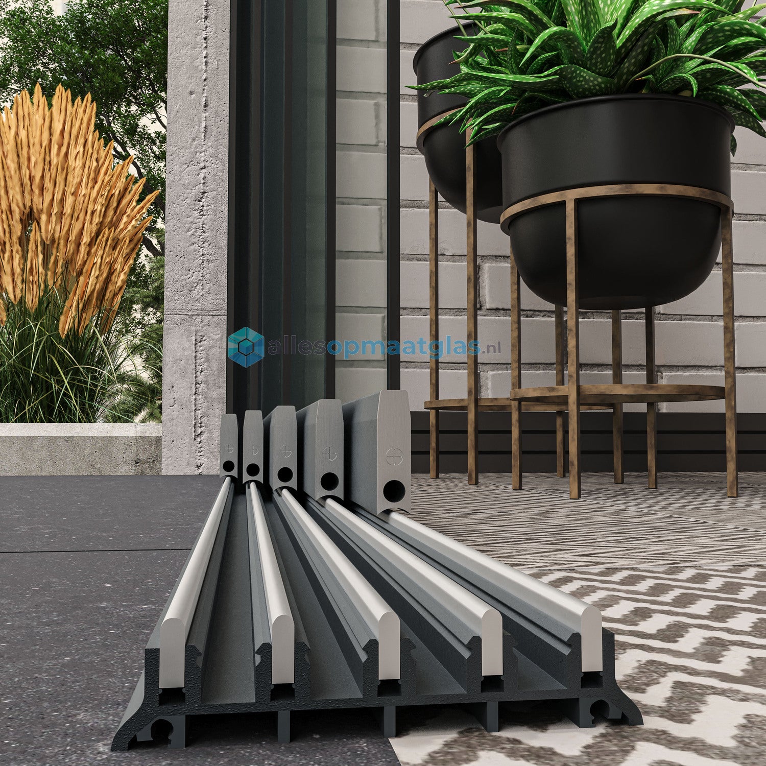 5-Rail Glazen Schuifwand tot 5030 mm breedte