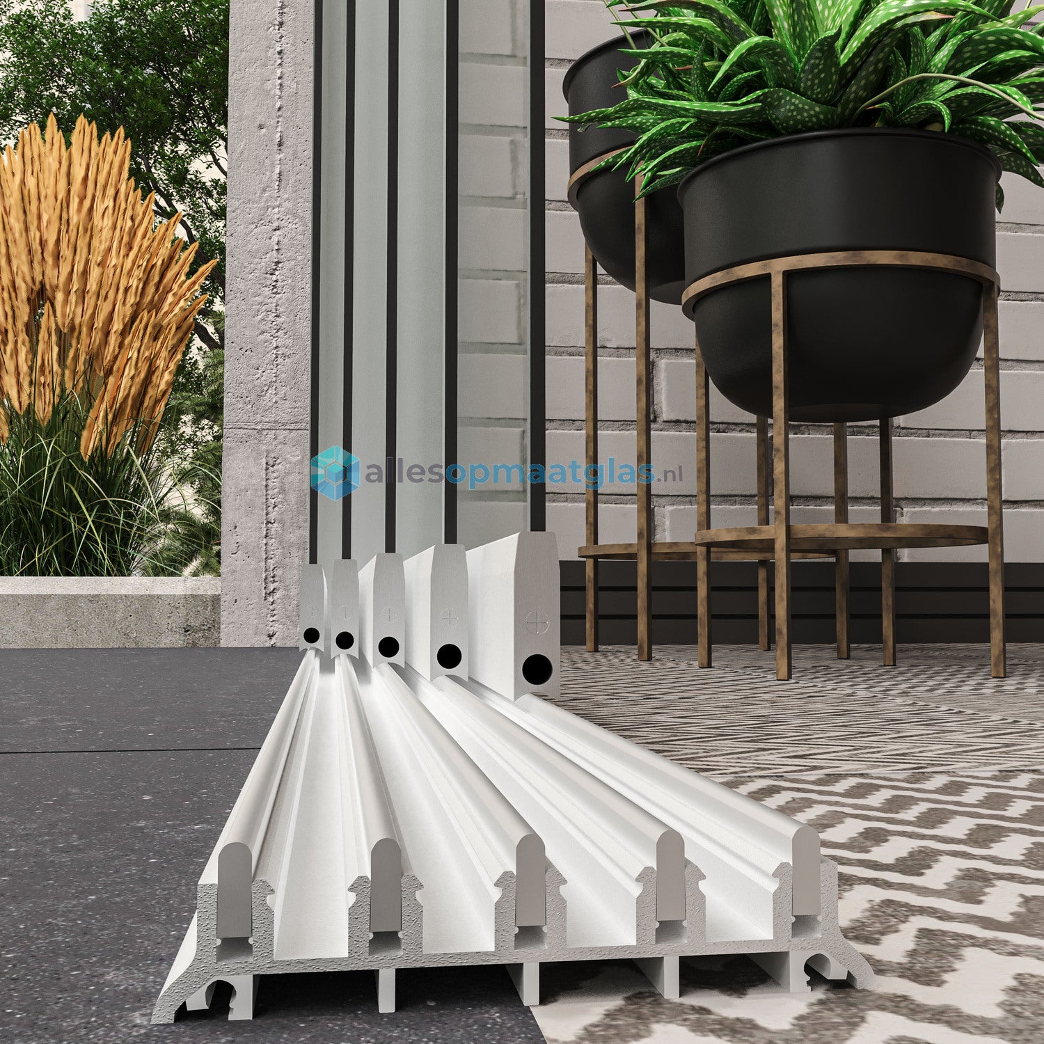 5-Rail Glazen Schuifwand tot 5030 mm breedte