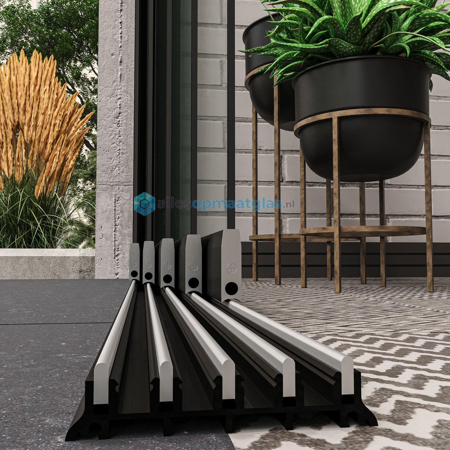 5-Rail Glazen Schuifwand tot 5030 mm breedte