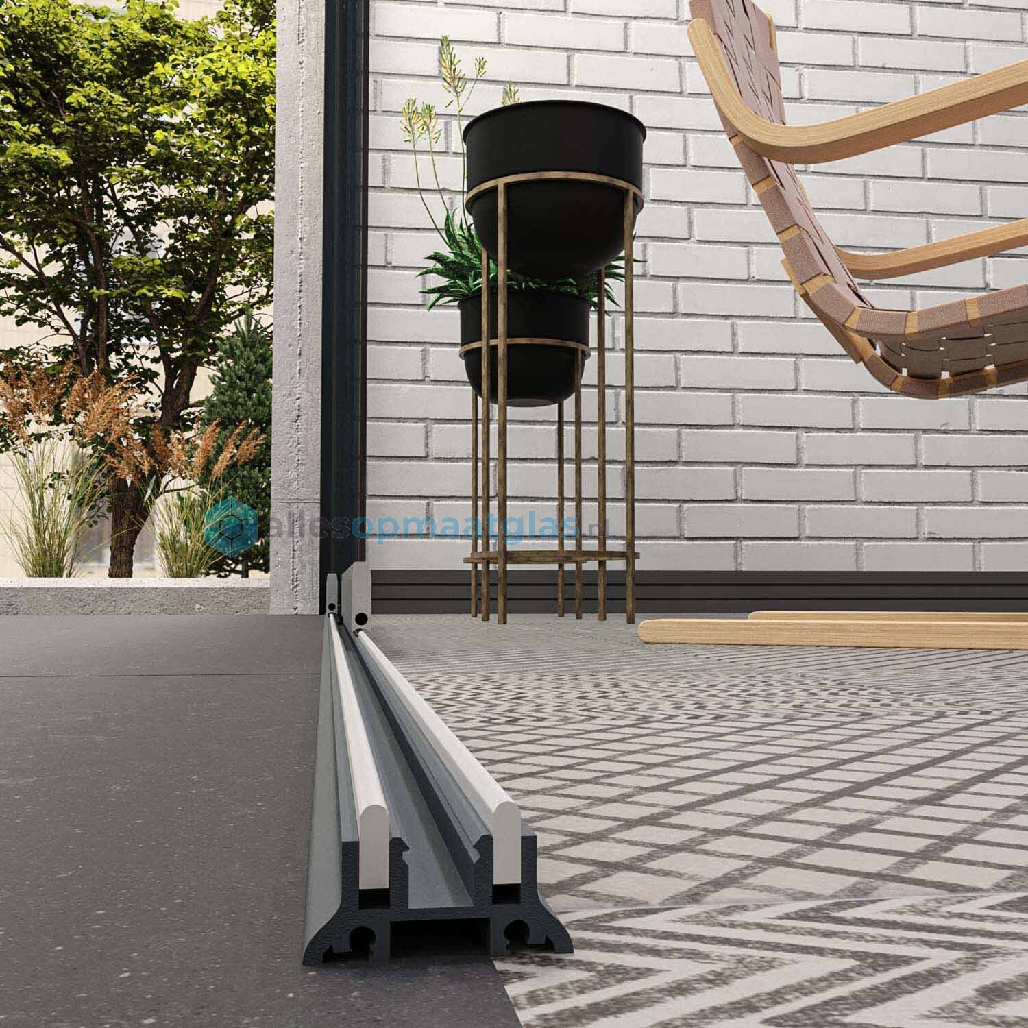 2-Rail Glazen Schuifwand tot 2030 mm breedte