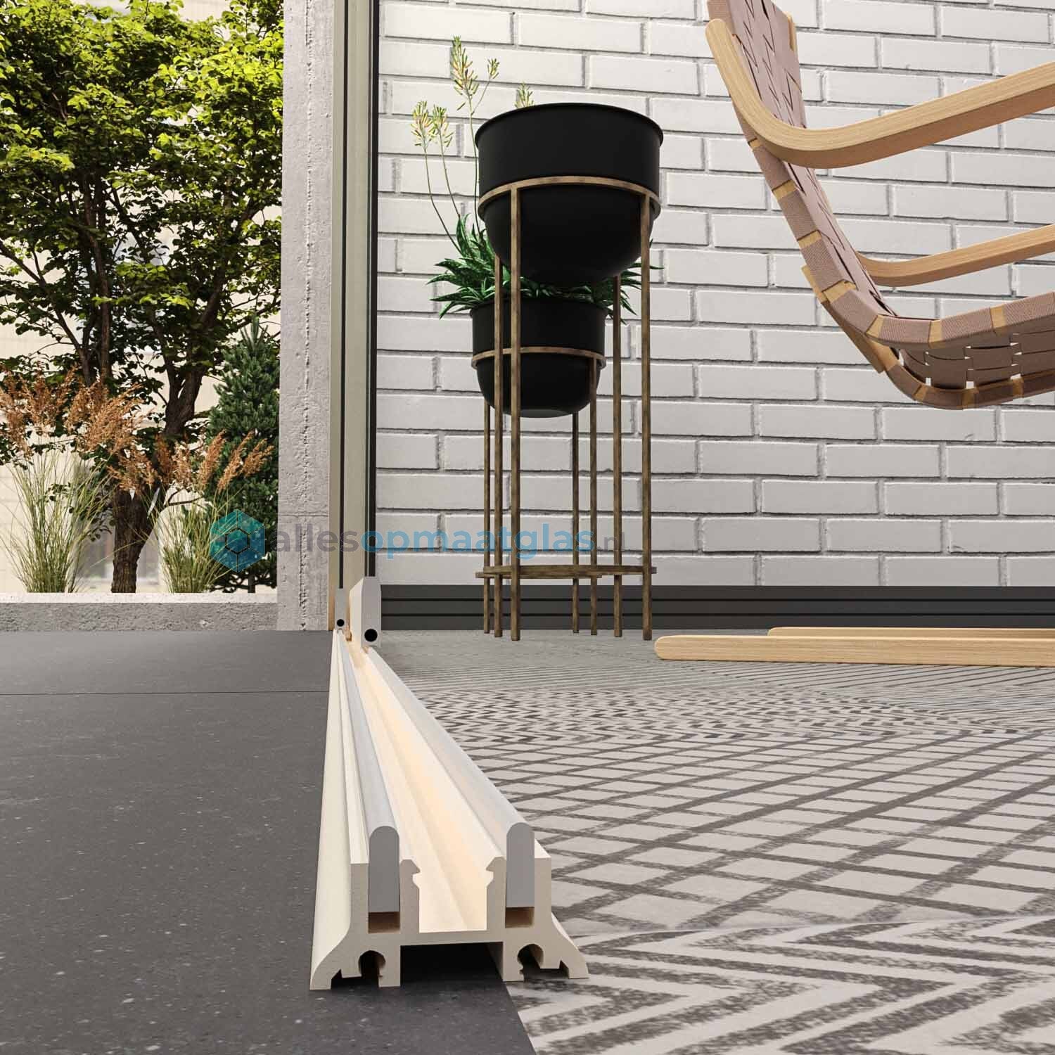 2-Rail Glazen Schuifwand tot 2030 mm breedte