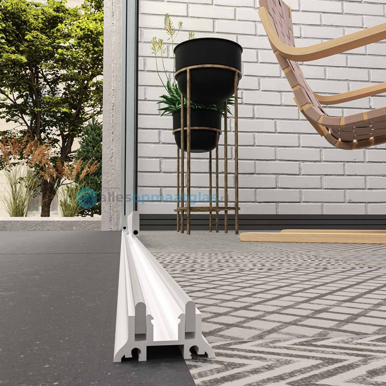 2-Rail Glazen Schuifwand tot 2030 mm breedte