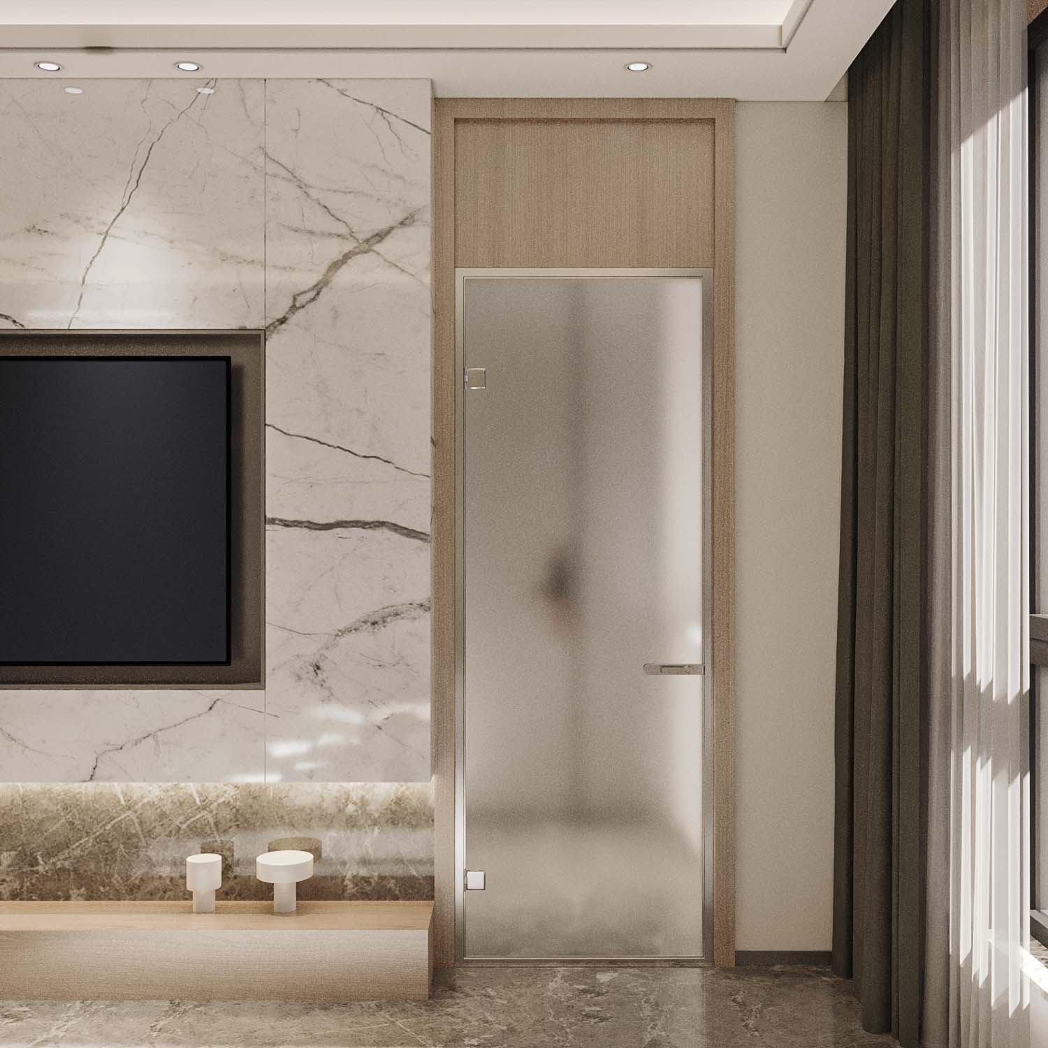 Melk/Satijn Glazen Binnendeur