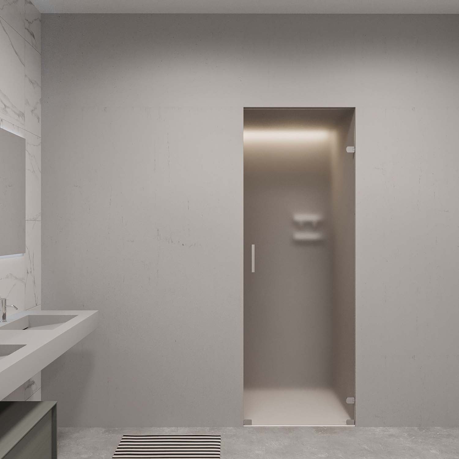 Melk/Satijn Glazen Douchedeur Op Maat