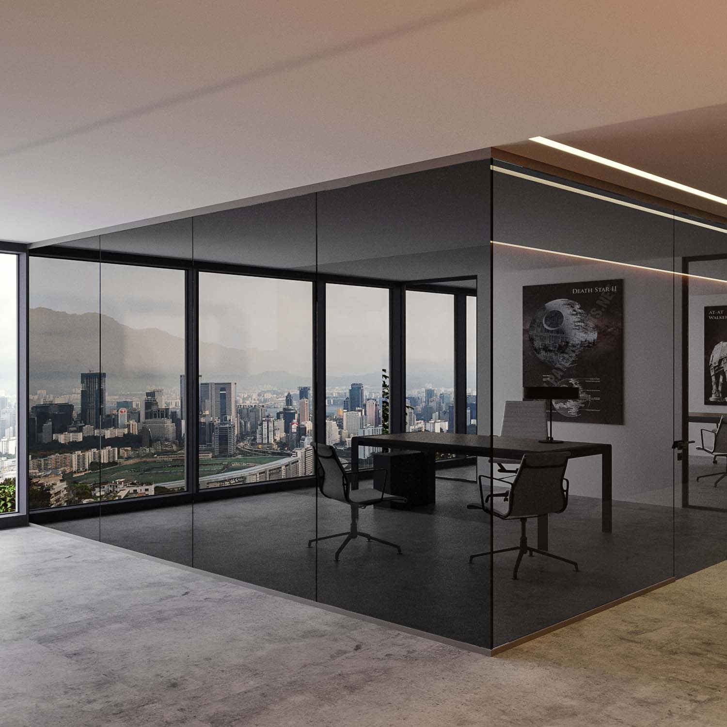 Gekleurd Glazen Kantoorwand