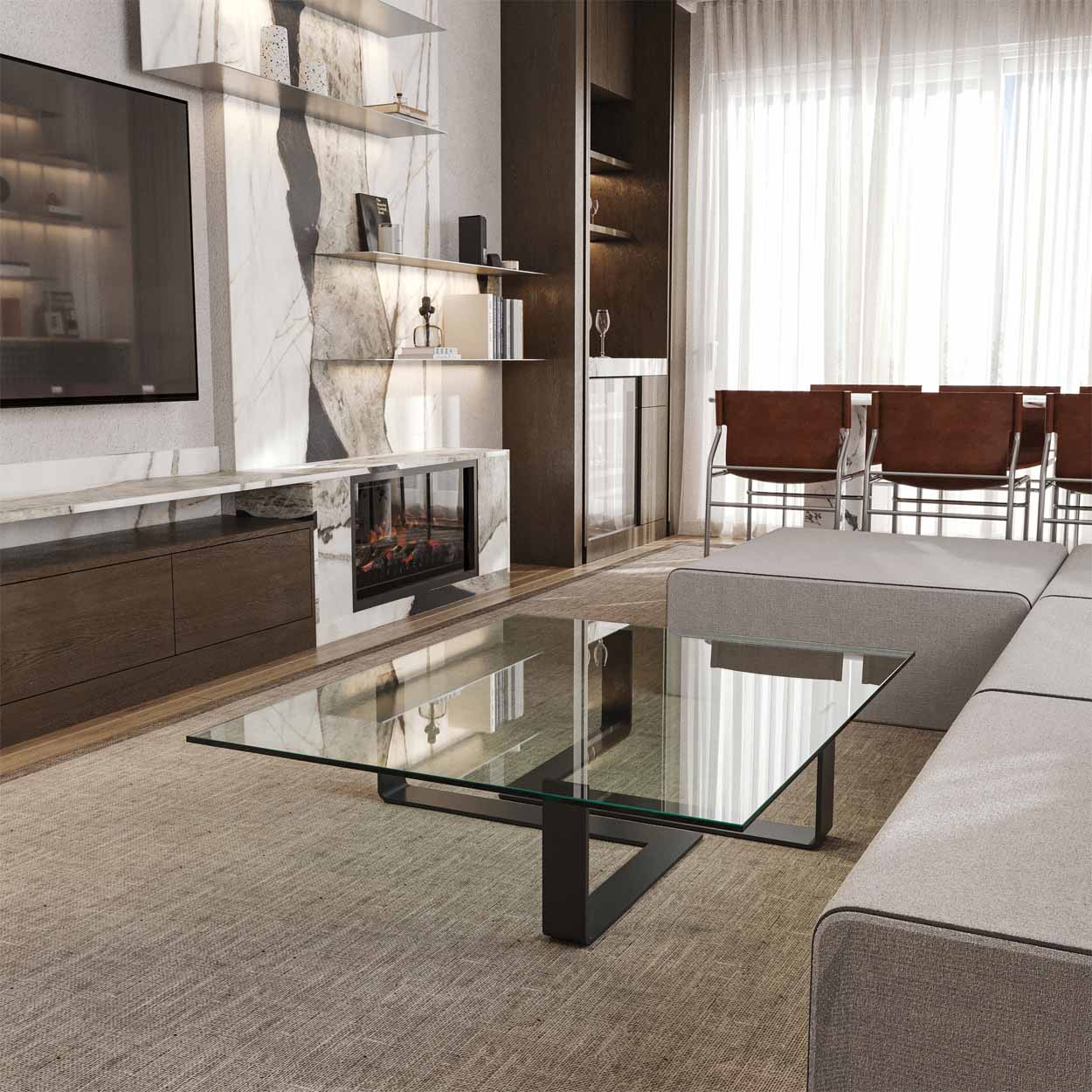 Rechthoek Helder Glazen Tafelblad