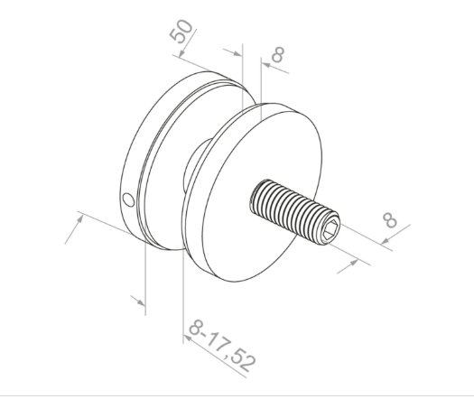 Puntbevestiging voor glas 8-21,52 mm