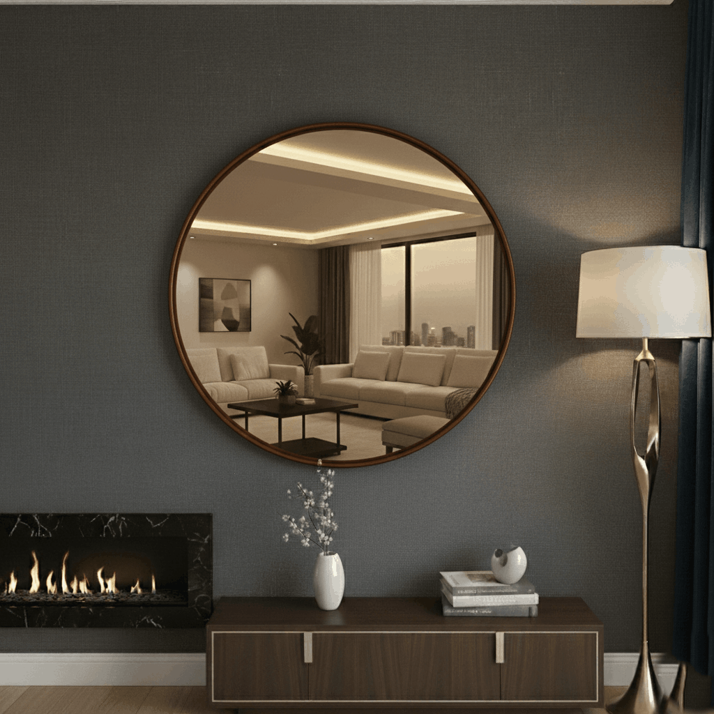 Ronde Bronzen Spiegel