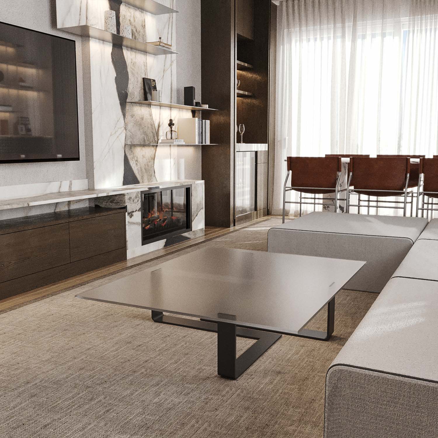 Rechthoek Melk/Satijn Glazen Tafelblad