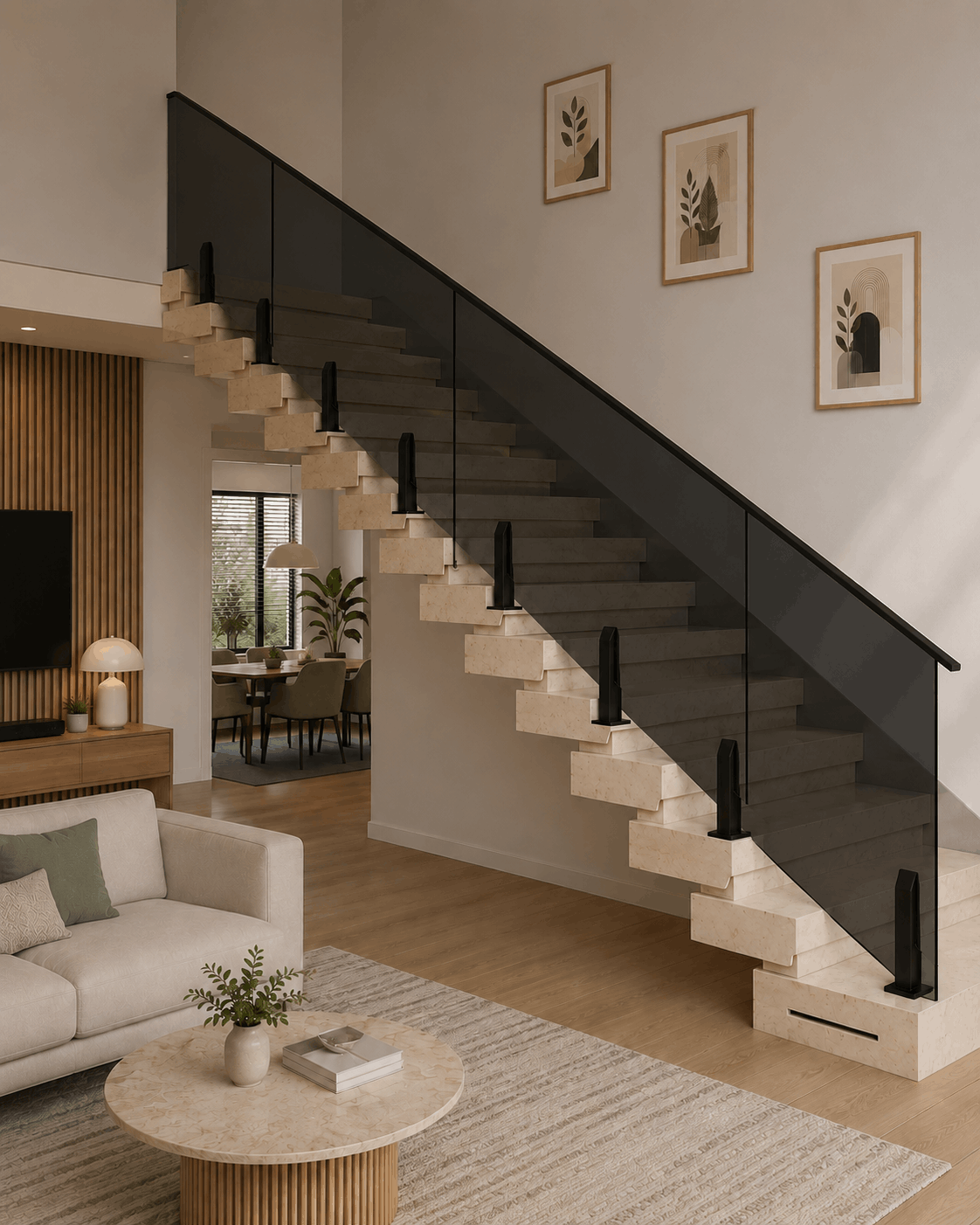 Gekleurd  Glazen Balustrade