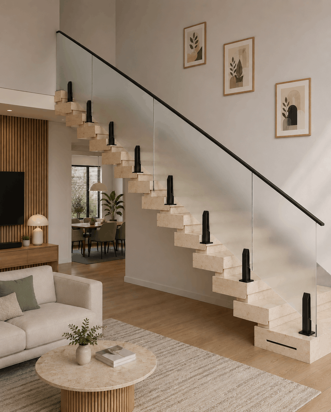 Melk/Satijn Glazen Balustrade