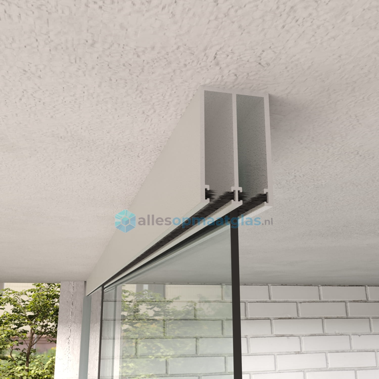 2-Rail Glazen Schuifwand tot 2030 mm breedte