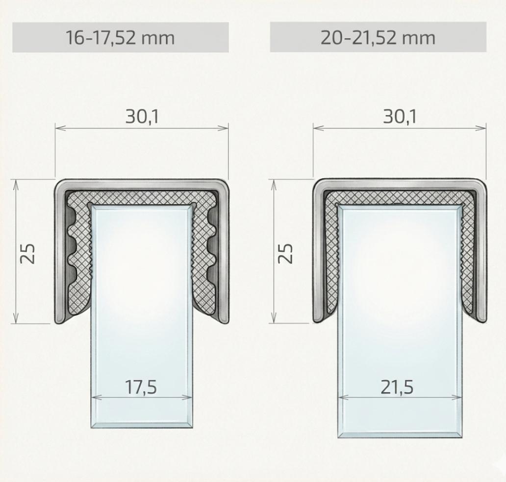 Aluminium handgreep rechthoekig